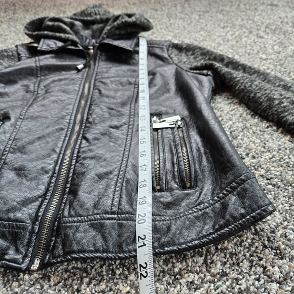 J2 Bomber Jacket w/ Hoodie in Soft Faux Leather Size M - Picture 13 of 14